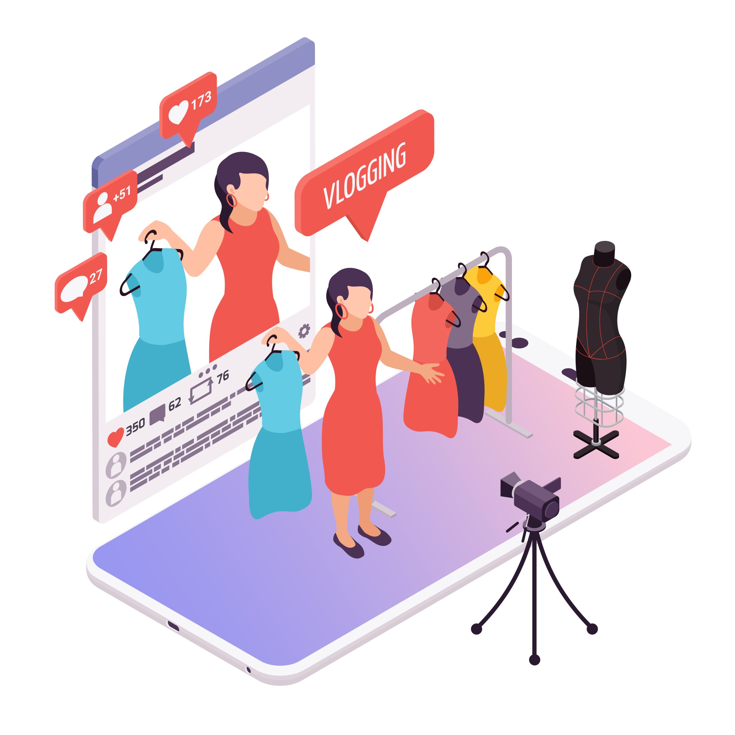 Vlogging Occupation Isometric Composition