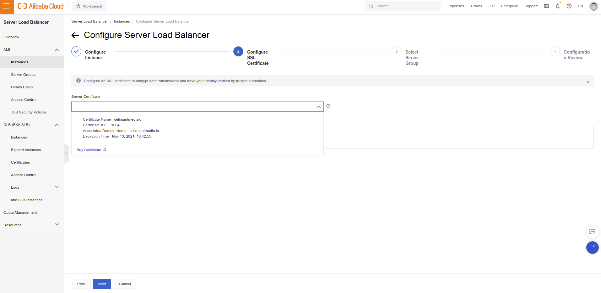 19 alibaba cloud load balancer https listener step2