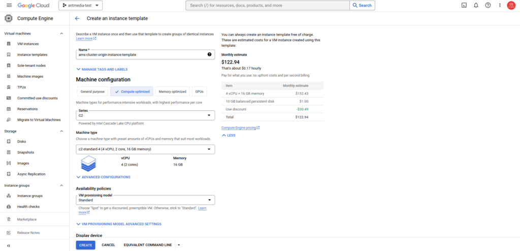 ant media instance template google cloud