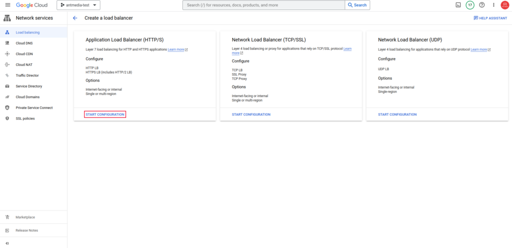 config app load balance google cloud