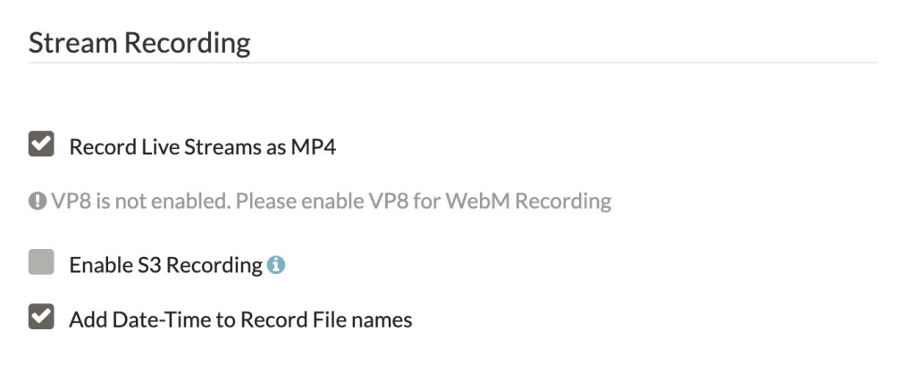  Ant Media Server Application settings Stream Recording