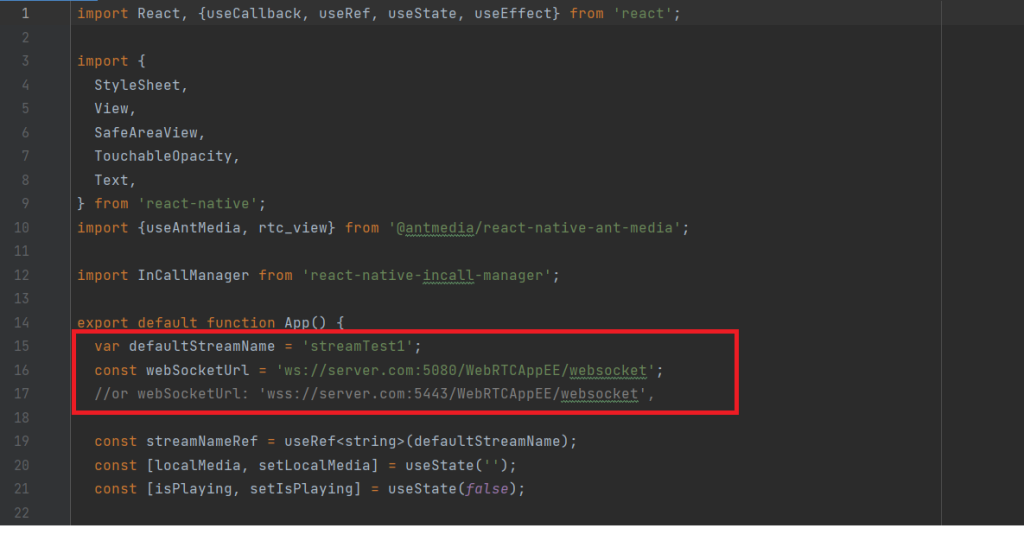 WebRTC data channel usage in react native webrtc app